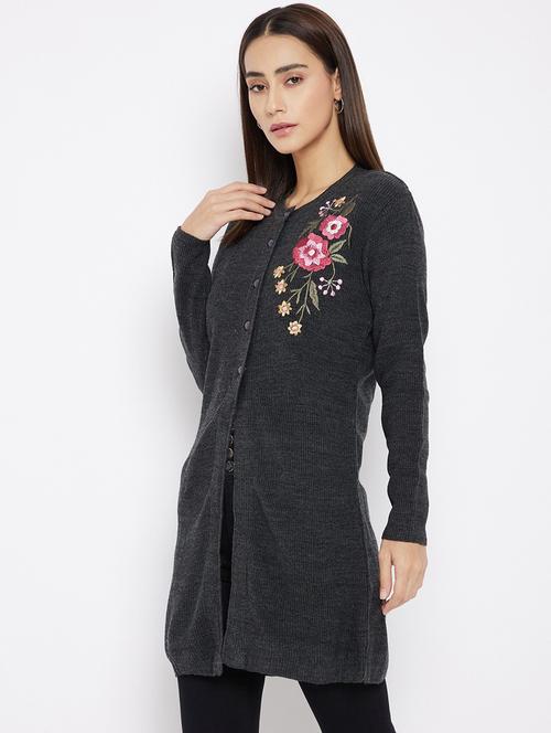 women grey round neck cardigans - 20397093 -  Standard Image - 0