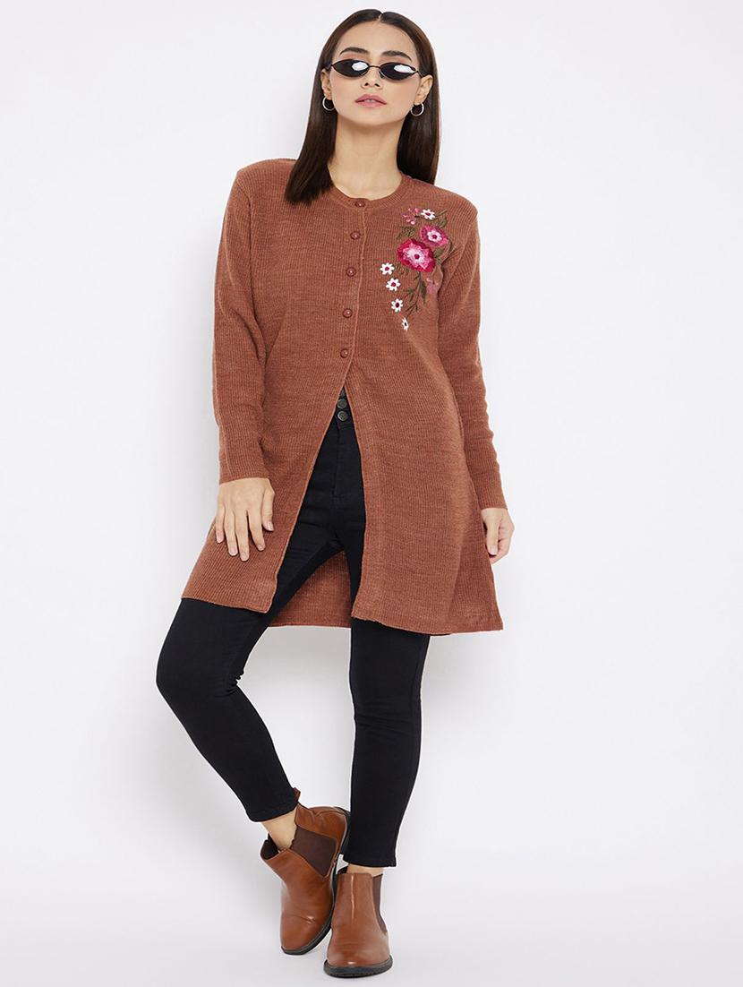 rust solid with work cardigan - 20397097 - Standard Image - 3