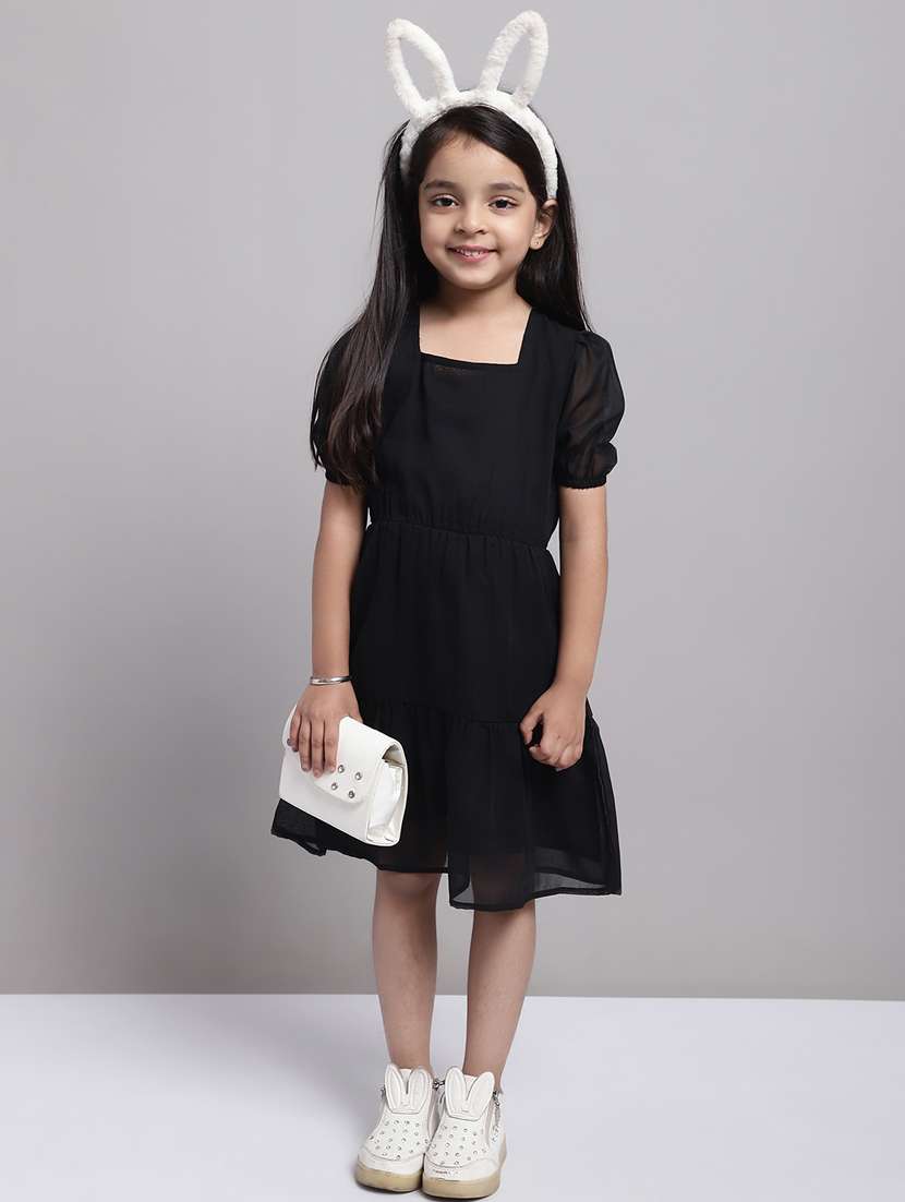girls square neck puff sleeve frock