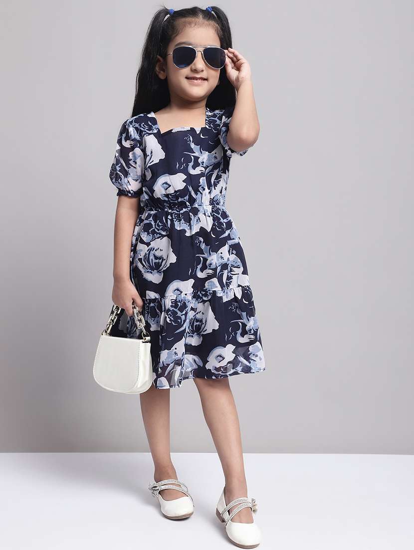 girls square neck short sleeves frock