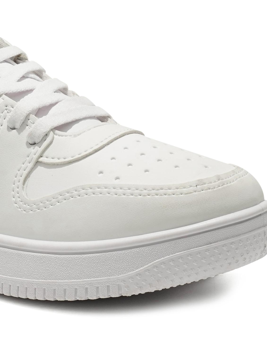 white synthetic lace up sneakers - 20397171 - Standard Image - 5