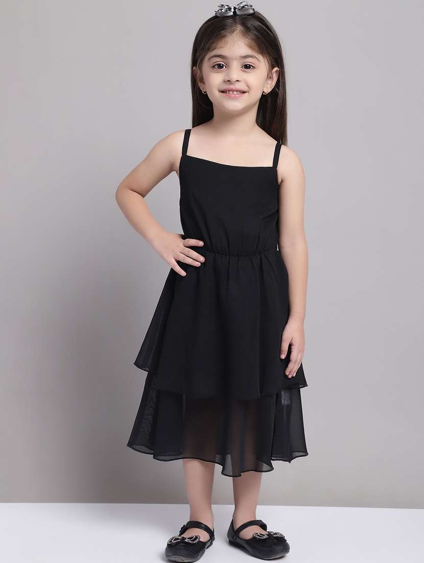 girls shoulder strap sleeveless frock