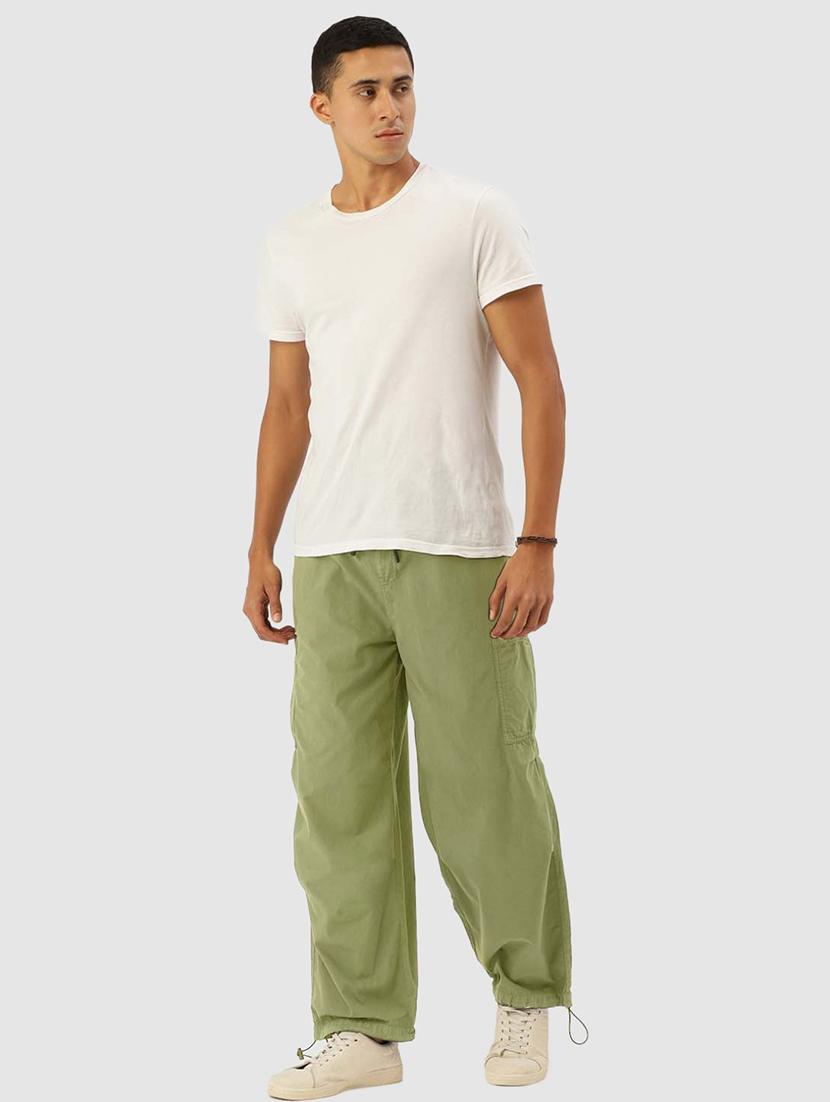 men solid neo mint cotton cargo casual trouser - 20397318 - Standard Image - 3