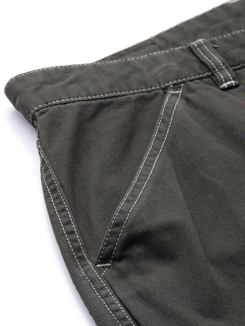 men solid grey cotton cargo casual trouser - 20397322 -  Standard Image - 5