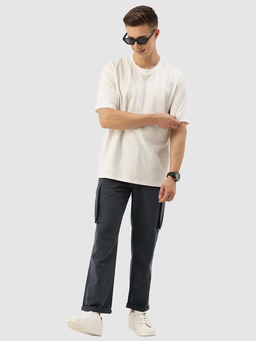 men solid charcoal cotton cargos casual trouser - 20397326 -  Standard Image - 3