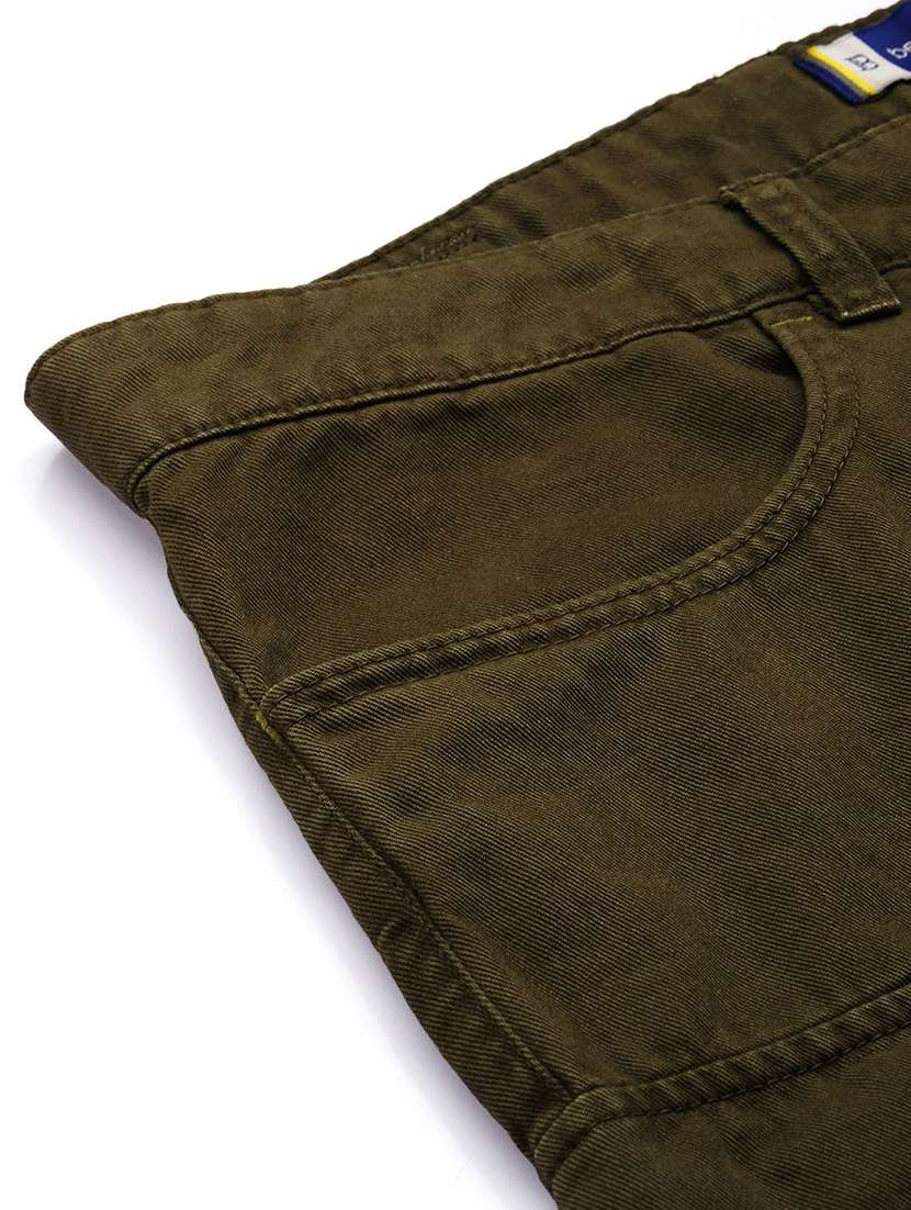 men solid olive green cotton cargo casual trouser - 20397327 -  Standard Image - 5