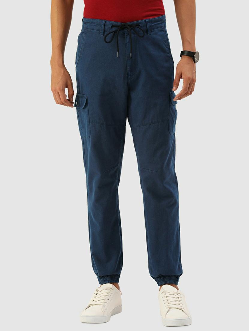 men mid rise solid cargos casual trouser - 20397343 - Zoom Image - 0