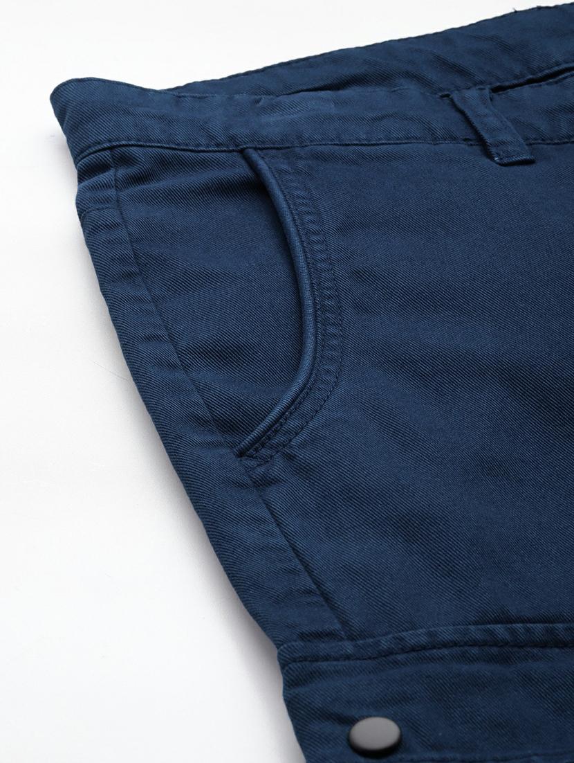 men mid rise solid cargos casual trouser - 20397343 - Standard Image - 5
