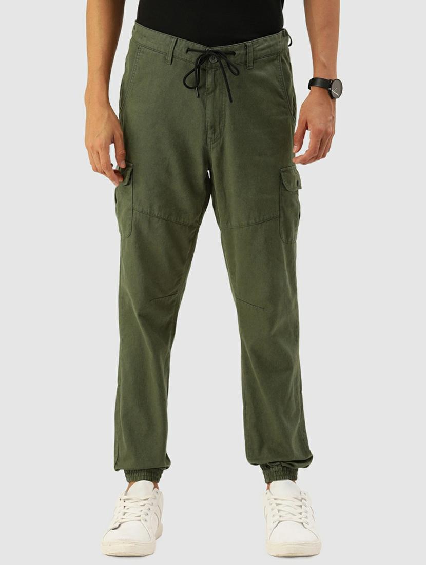 men mid rise solid cargos casual trouser - 20397346 -  Zoom Image - 0