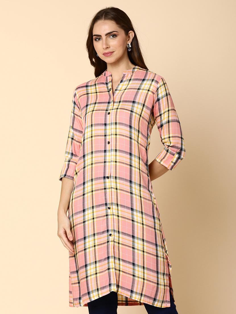 pink cotton a line top - 20397738 - Zoom Image - 0
