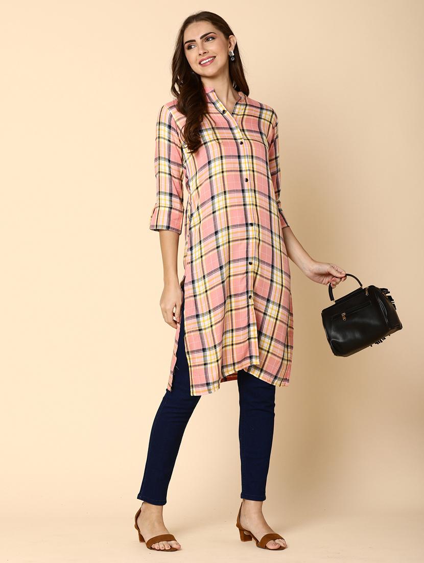 pink cotton a line top - 20397738 - Standard Image - 3