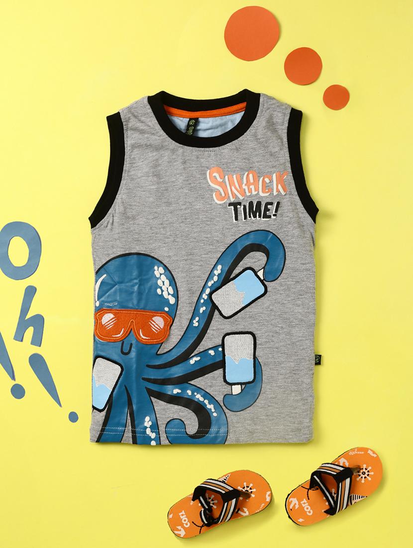 grey cotton vest - 20399420 - Zoom Image - 0