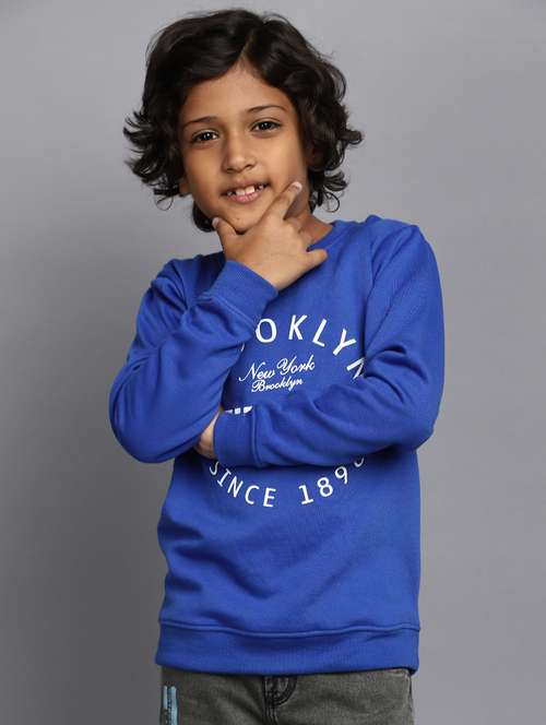 blue cotton chest print sweatshirt - 20400255 - Standard Image - 0