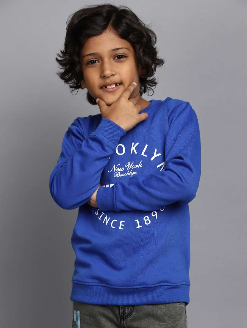 blue cotton chest print sweatshirt - 20400255 - Zoom Image - 0