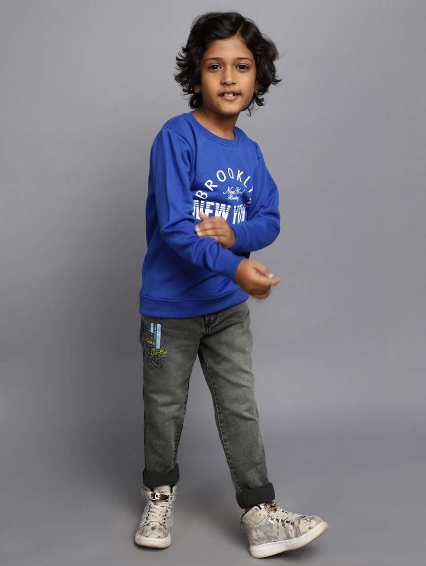 blue cotton chest print sweatshirt - 20400255 - Standard Image - 3