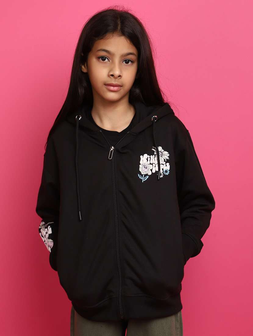 black acrylic chest print sweatshirt