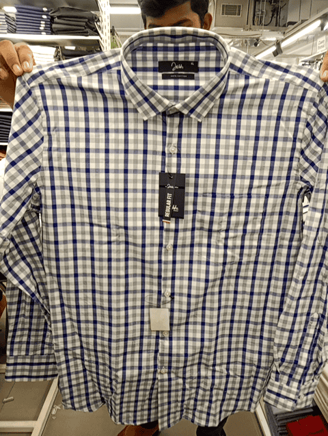 dark blue cotton blend casual shirt - 20402641 - Zoom Image - 0