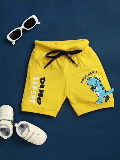 yellow cotton blend threefourth shorts & three fourth - 20403455 -  Standard Image - 0