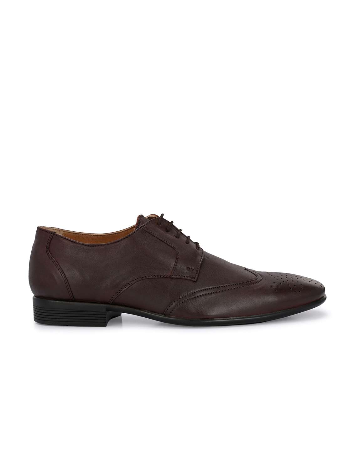 men solid brown lace-up brogue - 20404192 -  Standard Image - 3
