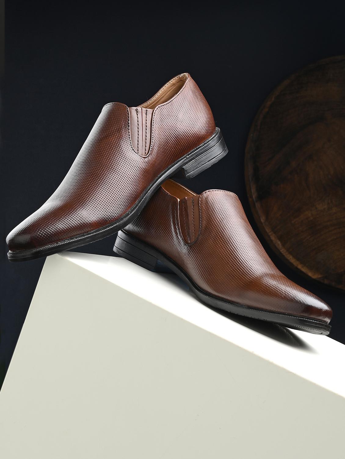 men's brown slip on formal shoe