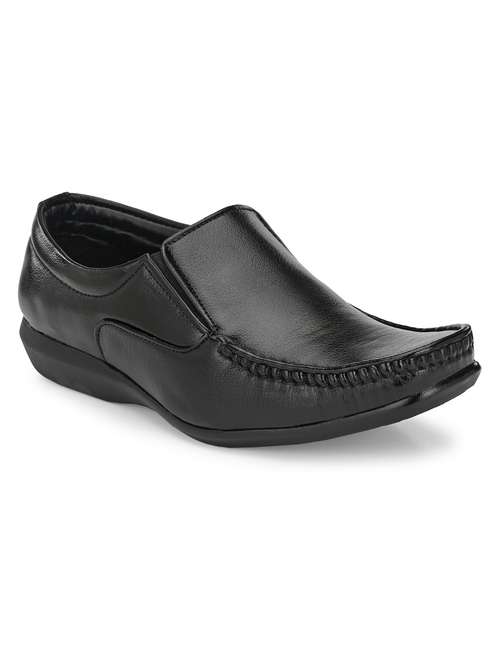 men solid black formal slip on - 20404215 -  Standard Image - 0