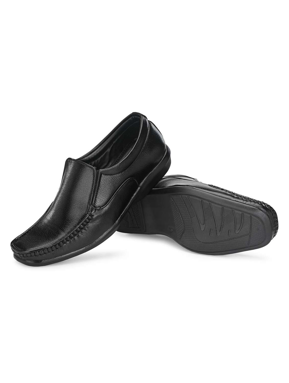 men solid black formal slip on - 20404215 -  Standard Image - 3