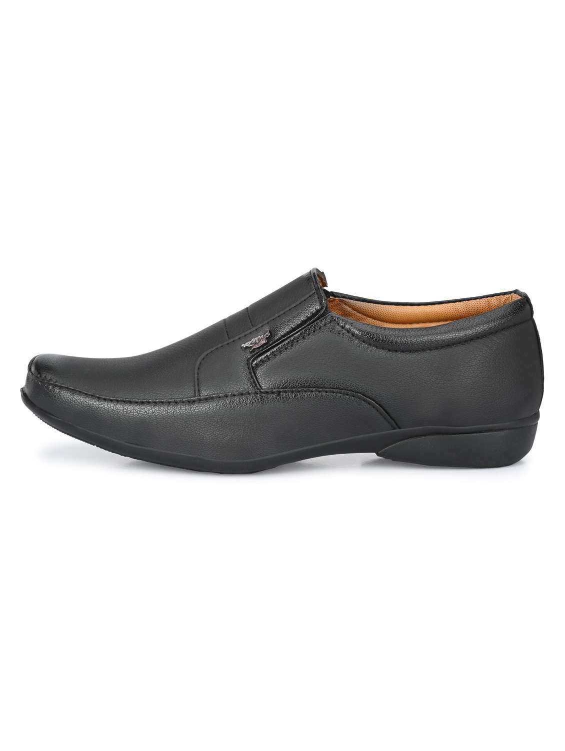 men solid black formal slip on - 20404229 -  Standard Image - 3