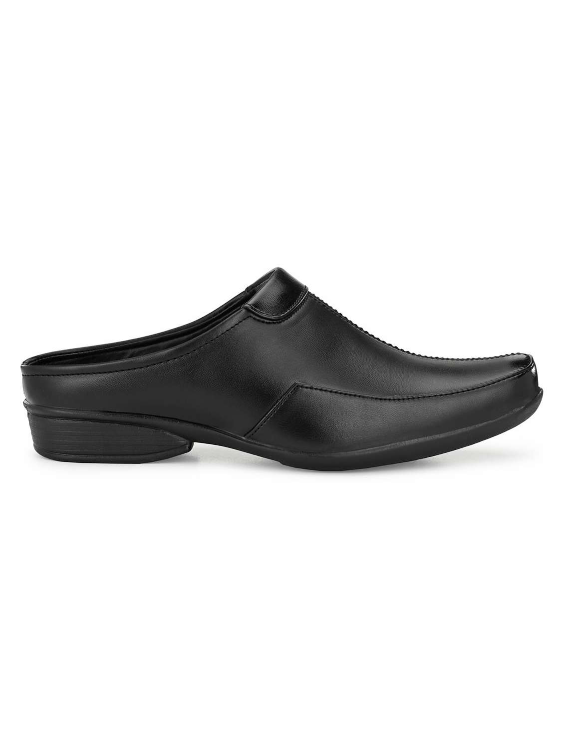men solid black formal slip on - 20404236 -  Standard Image - 3