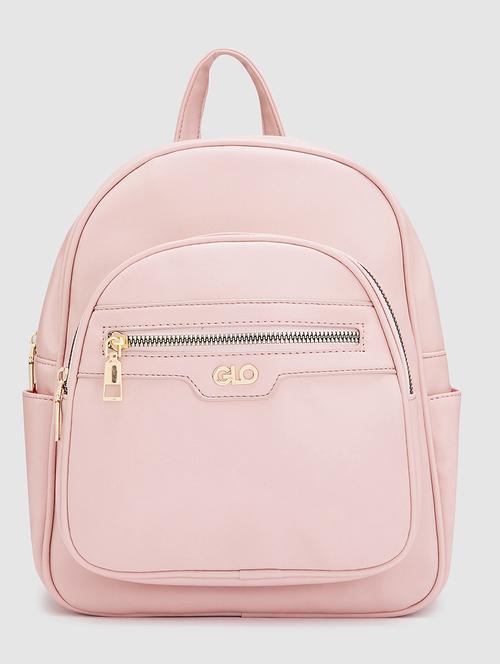 pink solid leatherette regular backpack - 20405737 -  Standard Image - 0