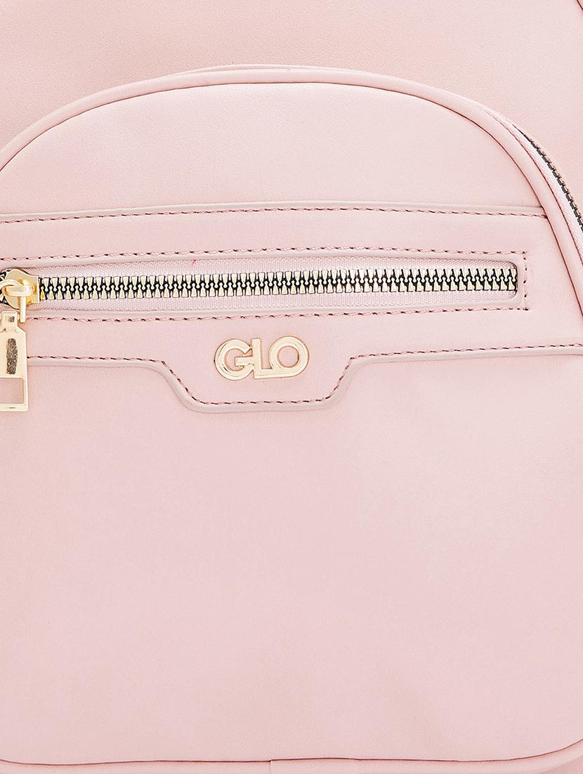 pink solid leatherette regular backpack - 20405737 - Standard Image - 3