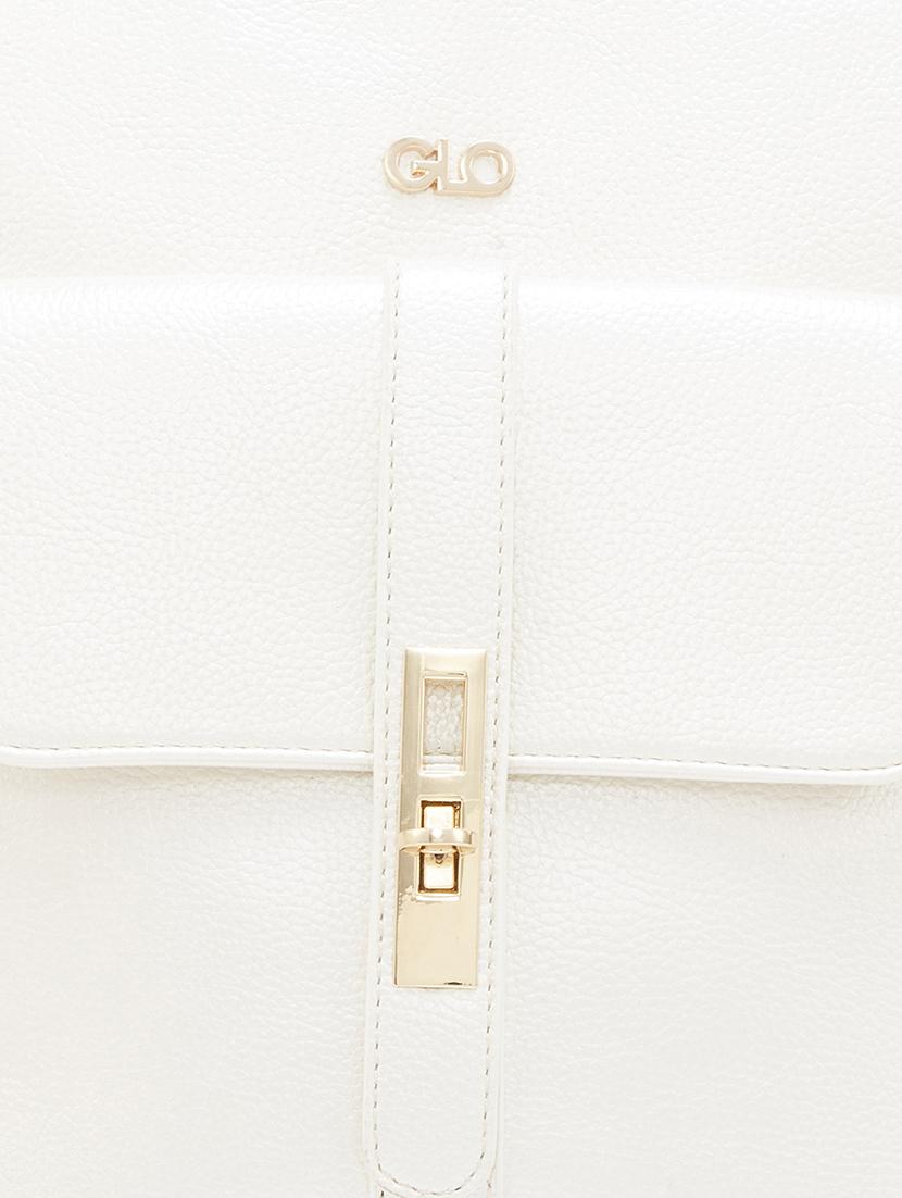white solid leatherette regular backpack - 20405738 - Standard Image - 3