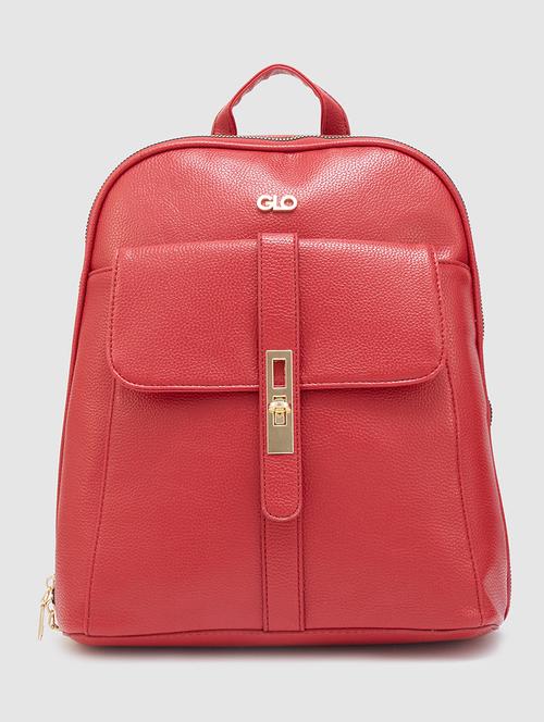 red solid leatherette regular backpack - 20405739 -  Standard Image - 0