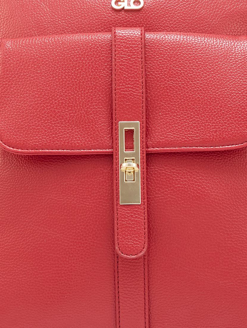 red solid leatherette regular backpack - 20405739 - Standard Image - 3