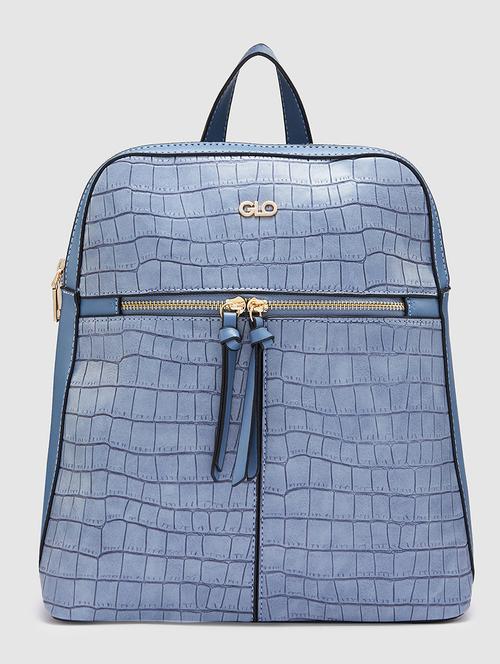 blue texture leatherette regular backpack - 20405742 -  Standard Image - 0