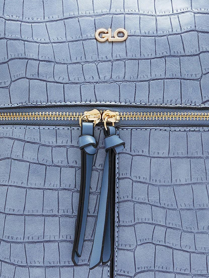 blue texture leatherette regular backpack - 20405742 - Standard Image - 3