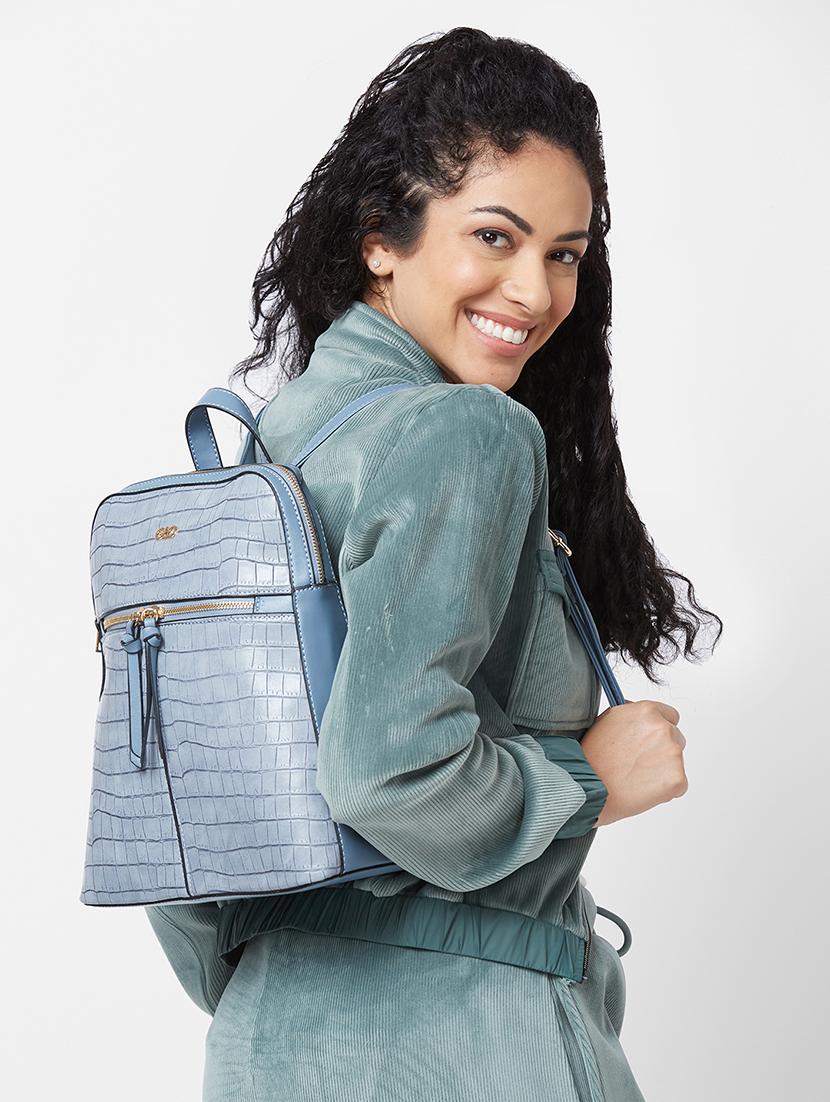 blue texture leatherette regular backpack - 20405742 - Standard Image - 5