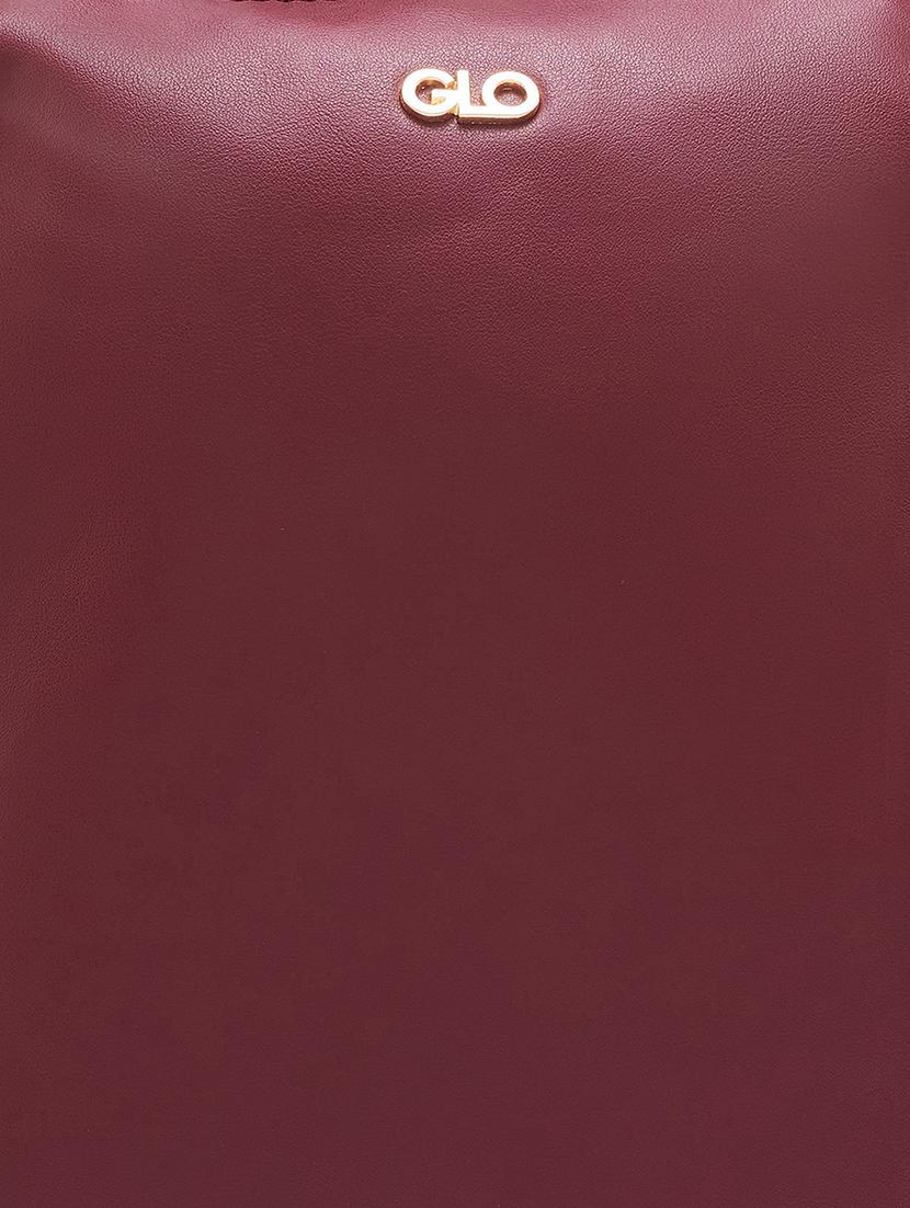 burgundy solid leatherette regular backpack - 20405744 - Standard Image - 3
