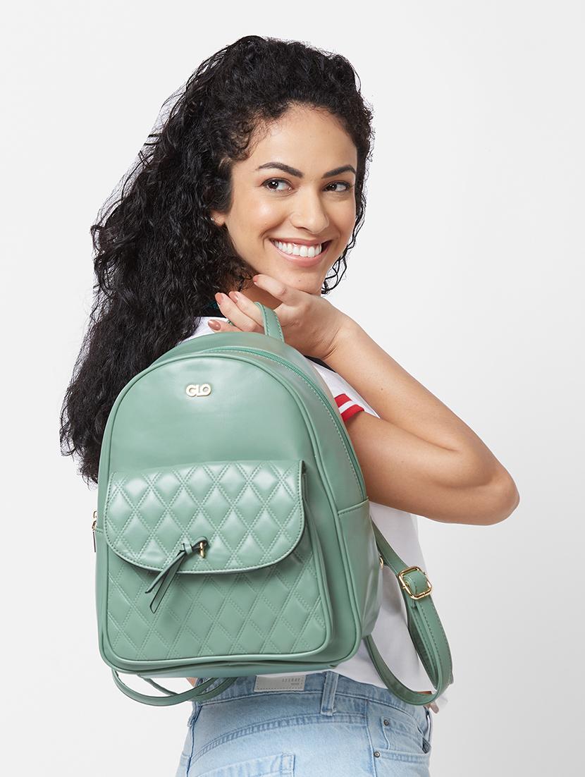 green textured leatherette regular backpack - 20405745 - Standard Image - 5