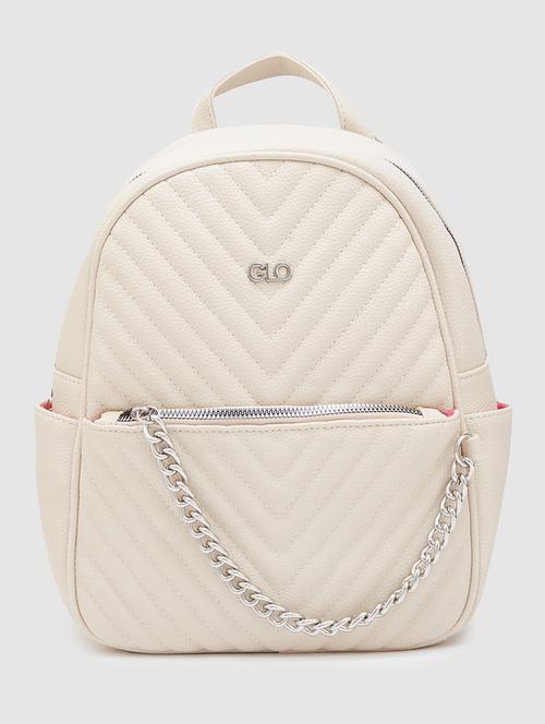 globus women ivory textured smart casual backpack - 20405748 - Standard Image - 0