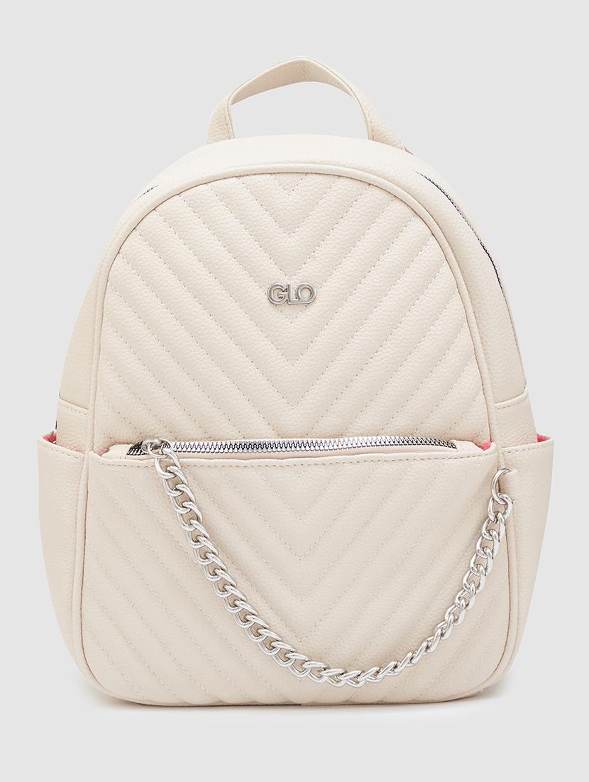 globus women ivory textured smart casual backpack - 20405748 - Zoom Image - 0