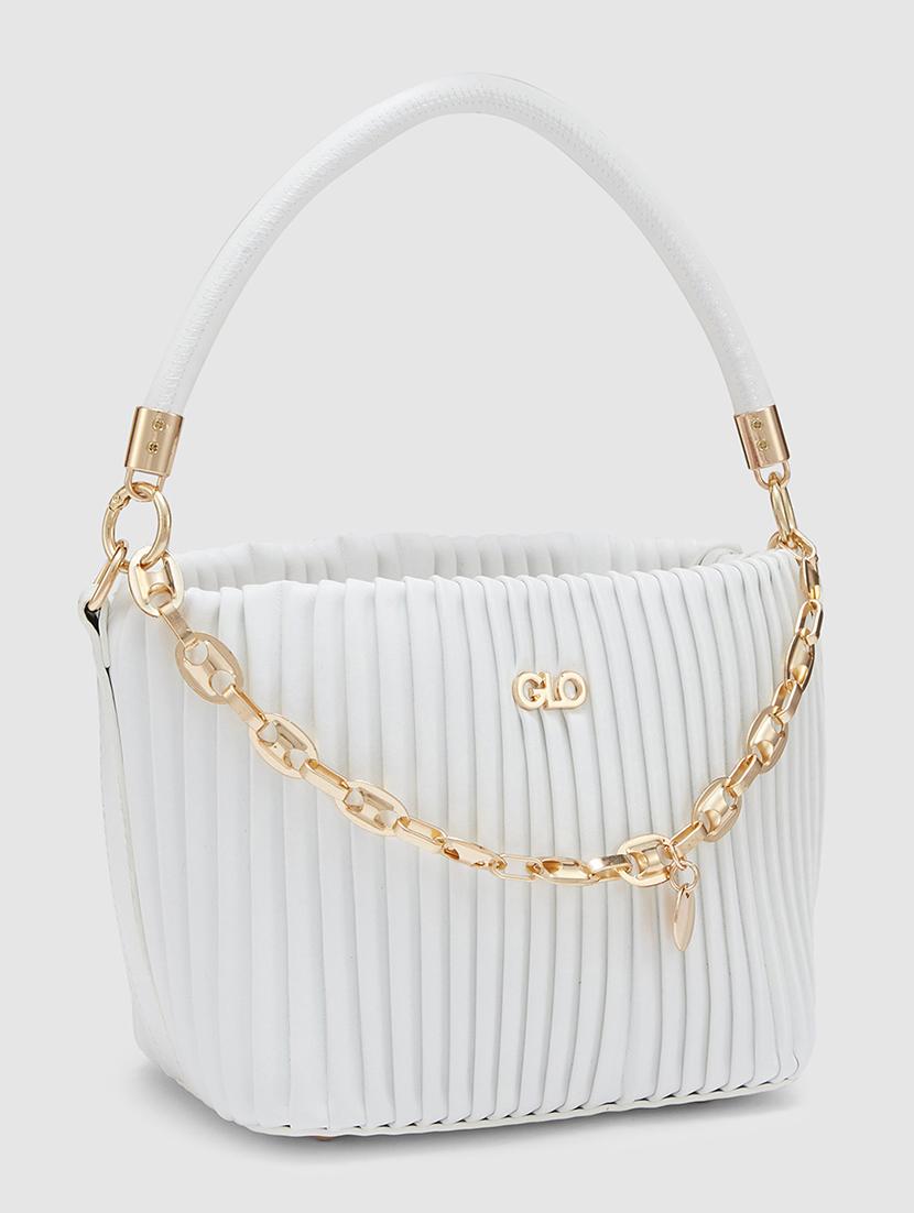 white leatherette regular handbag - 20405799 - Standard Image - 5