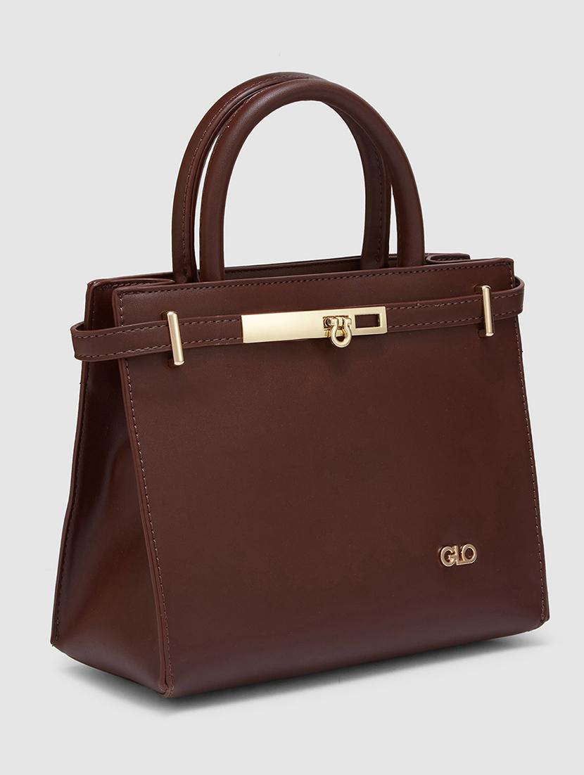 women solid leatherette handbag - 20405802 - Standard Image - 5