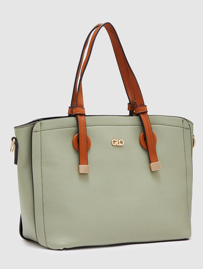 women solid leatherette handbag - 20405804 - Standard Image - 5