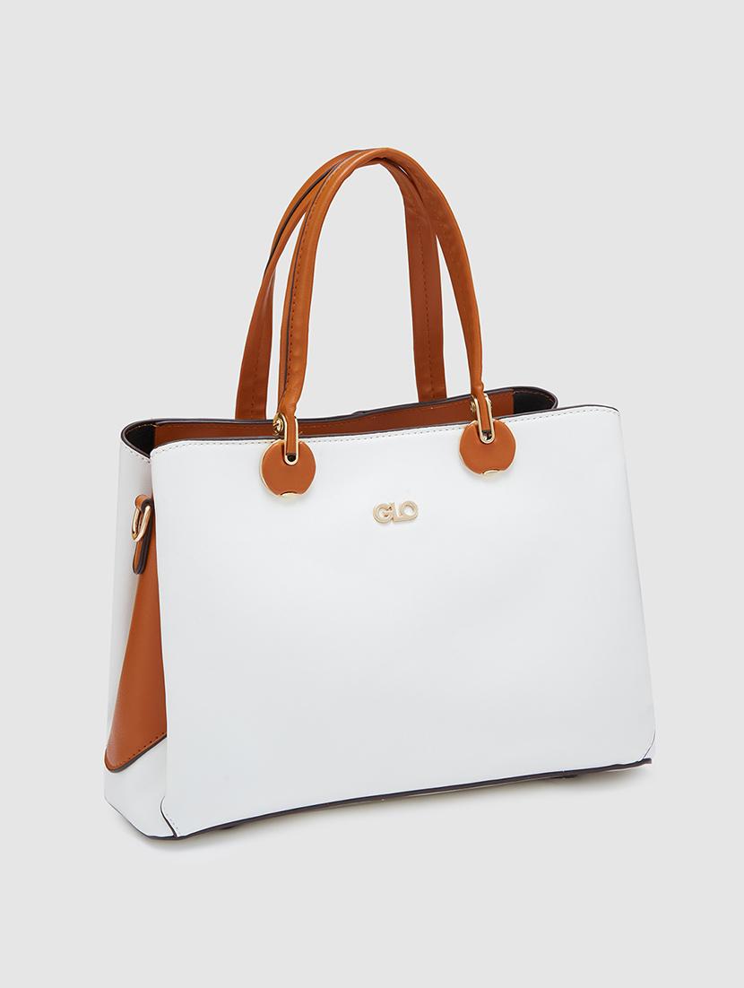 women solid leatherette handbag - 20405810 - Standard Image - 5