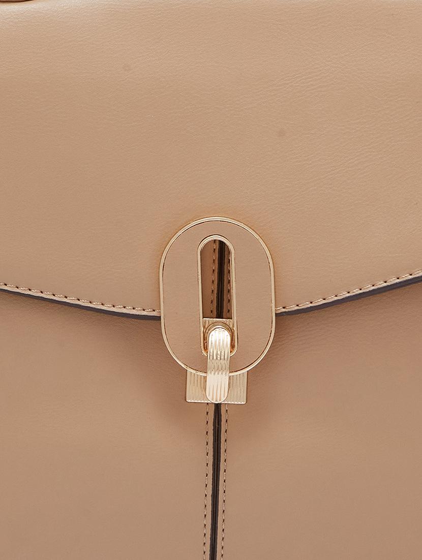 women solid leatherette handbag - 20405815 - Standard Image - 3