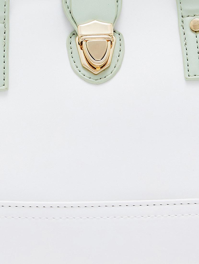 white leatherette (pu) regular handbag - 20405821 - Standard Image - 3
