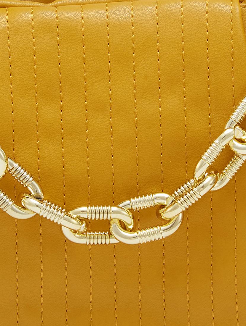 mustard leatherette (pu) regular handbag - 20405823 - Standard Image - 3