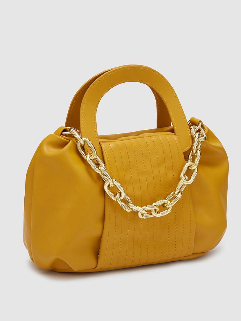 mustard leatherette (pu) regular handbag - 20405823 - Standard Image - 5