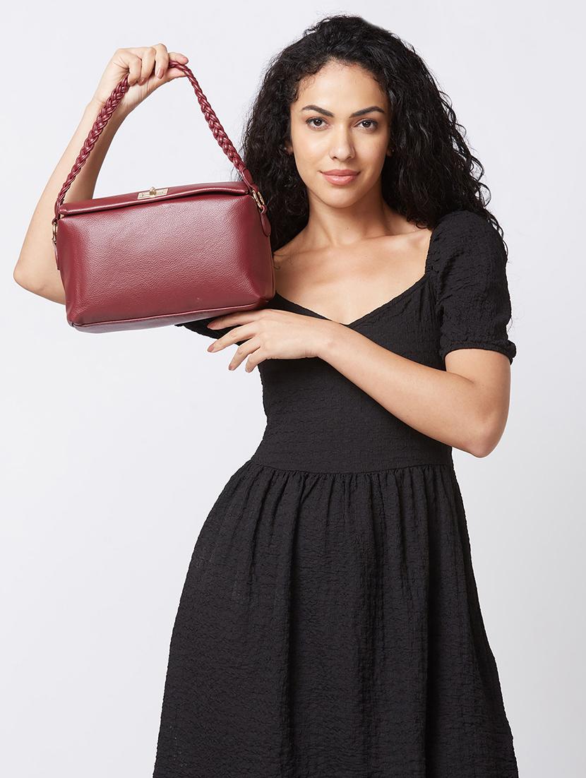 women solid leatherette (pu) regular handbag - 20405828 - Standard Image - 5
