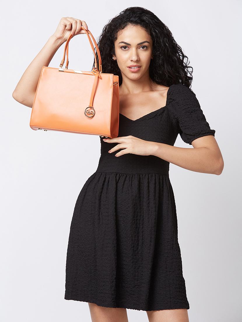 women solid leatherette handbag - 20405858 - Standard Image - 5
